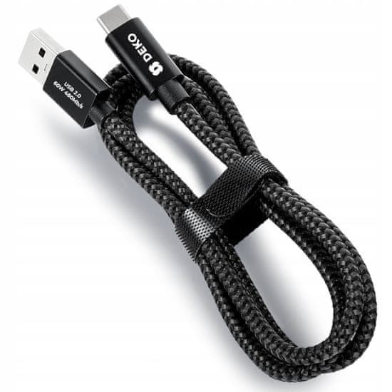 shumee USB C KABEL 2M 60W PD QC HITRO POLNJENJE ZMOGLJIV ZA TELEFON BLACK DECO