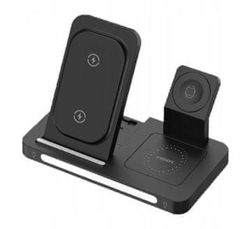 shumee BREZŽIČNI QI 3V1 POLNILEC IPHONE MAGSAFE APPLE WATCH AIRPODS ČRN USB-C