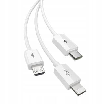shumee USB KABEL 3v1 LIGHTNING USB TIP C MICRO USB QC PD USB 1.2M ZA APPLE SAMSUNG