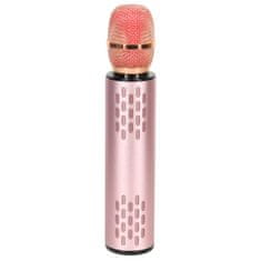 WOWO Brezžični karaoke mikrofon Bluetooth roza