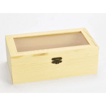 Rayher.	 Lesena škatla s steklom, 12x22x8,5cm