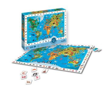 Sentosphére Puzzle 100 kosov - Iskanje in najdi - Zemljevid živali