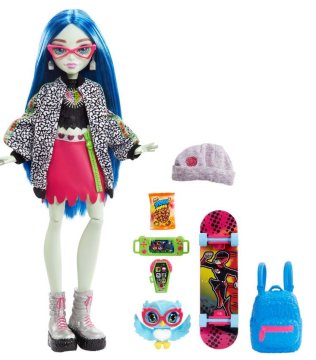 Monster High Mattel Monster High: Lutka Ghoulia Yelps z lutko in pripomočki Sir Hoots (HHK58)