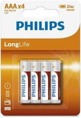 Philips R03L4B/10 LongLife AAA baterije 4pcs