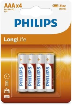 Philips R03L4B/10 LongLife AAA baterije 4pcs