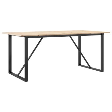 Vidaxl Jedilna miza O okvir 180x90x75 cm trdna borovina jeklo