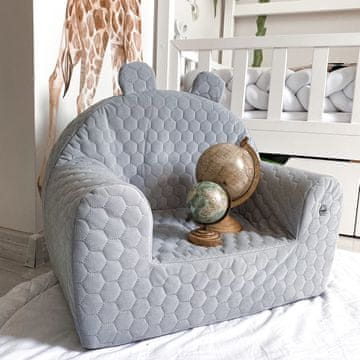 shumee Prešit otroški sedež Grey Velvet Honeycomb