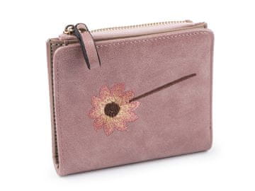 Ženska / dekliška denarnica z vezenino 10x12 cm - puder