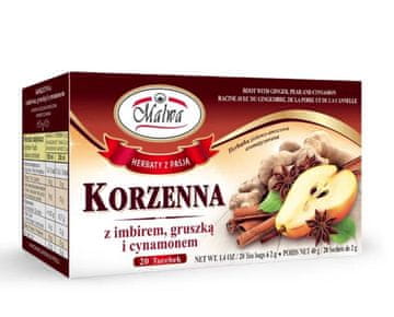 Malwa Malwa zeliščni in sadni začimbni čaj z ingverjem, hruško in cimetom 40 g (20 x 2 g)