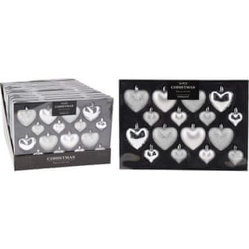 HOMESTYLING Božični okraski Homestyling KO-CAN302810 komplet srčkov 16 kosov srebrni