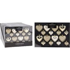HOMESTYLING Božični okraski Homestyling KO-CAN302850 komplet srčkov 16 kosov šampanjec