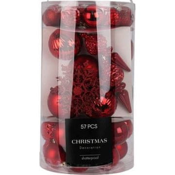 HOMESTYLING Božični okraski Homestyling KO-CAN304020 komplet 57 kosov rdeča