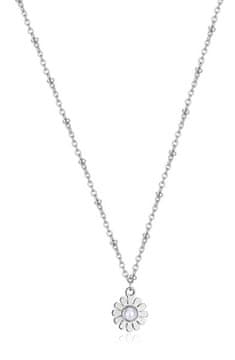 S'Agapõ Jeklena ogrlica Roža z biserom Sporočilo SSG25