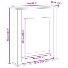 Vidaxl Okvir za kamin črn hrast 75x20x87,5 cm inženirski les