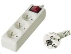 PremiumCord 230V podaljšek 5m 3z.+switch