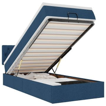 Vidaxl Otomanski posteljni okvir z vzmetnico moder 80x200 cm blago