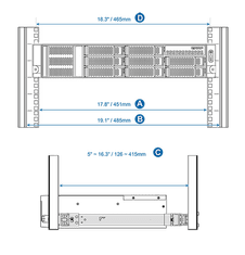 Qnap Rail Kit, podporni stojalo 126 ~ 415 mm za 1U/2U/3U model za montažo v kratke globine v omaro