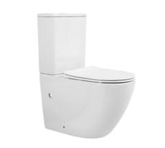 M B Wc školjka ROUND MONOBLOK beli Rimless z desko soft close
