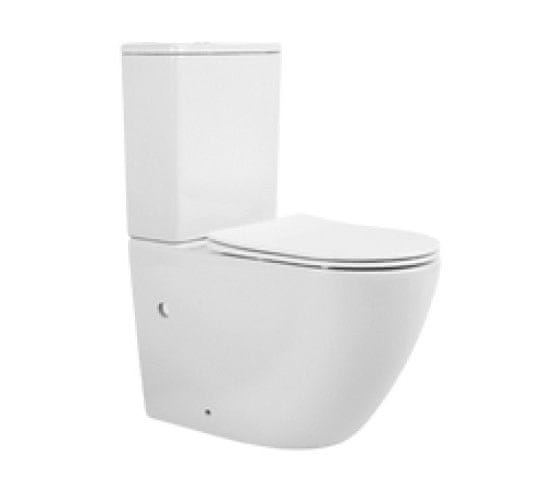 M B Wc školjka ROUND MONOBLOK beli Rimless z desko soft close