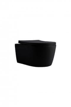 M B Wc školjka ROUND TORNADO črna Rimless z desko soft close