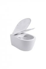 M B Wc školjka ROUND TORNADO LONG bela Rimless z desko soft close 