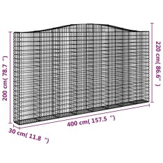 Vidaxl Obokane gabion košare 20kosov 400x30x200/220cm pocinkano železo