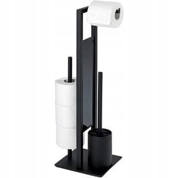 Ruhhy 3v1 set inox stekleno stojalo in držalo za WC papir in ščetko