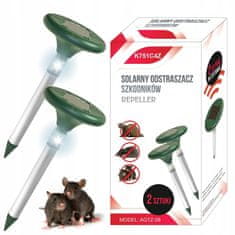 GOTEL Set 2x solarni aku. 600mAh LED odganjalec voluharjev miši in krtov do 1000m2