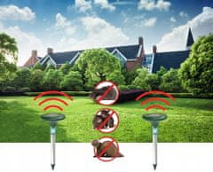 GOTEL Set 2x solarni aku. 600mAh LED odganjalec voluharjev miši in krtov do 1000m2