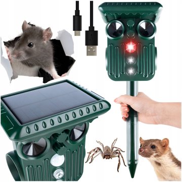 GOTEL Ultrazvočni aku. 2000mAh LED odganjalec živali in ptic s senzorjem gibanja