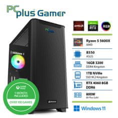 PCplus Gamer računalnik, Ryzen 5 5600, 16GB, 1TB, RTX 4060, W11H + Xbox GP (147321)