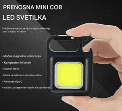 Well Svetilka-obesek za ključe Shine, COB 300lm, IPX4, USB-C, kavelj, odpirač