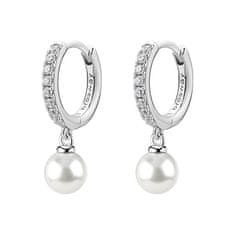 Brosway Srebrni obročasti uhani s cirkoni in biseri Infinite White Fancy FIW144