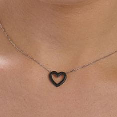 Brosway Srebrna ženska ogrlica Heart Mystery Black Fancy FMB126