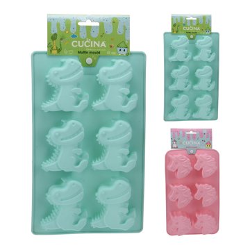 Kalup 6 kosov 27,5 cm silikonski Unicorn/Dinosaur