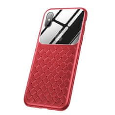 BASEUS Glass &amp; Weaving etui za iPhone X/ iPhone XS - rdeč