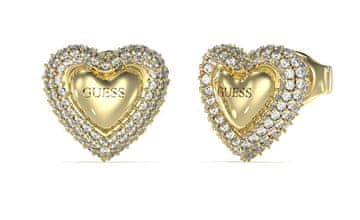 Guess Romantični pozlačeni uhani Hearts Beloved JUBE05020JWYGT/U