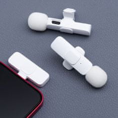TIMMLUX 2x Brežični mikrofon za pametni telefon USB-C za vloge, TikTok, facebook, YouTube bel