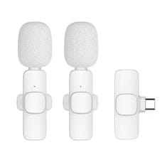 TIMMLUX 2x Brežični mikrofon za pametni telefon USB-C za vloge, TikTok, facebook, YouTube bel