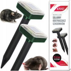GOTEL Set 2x solarni aku. 800mAh odganjalec voluharjev miši in krtov do 1000m2