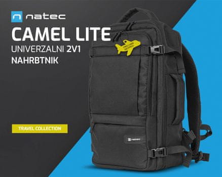  Natec Camel Lite univerzalni 2v1 nahrbtnik, raztegljiv, vodoodporen, črn