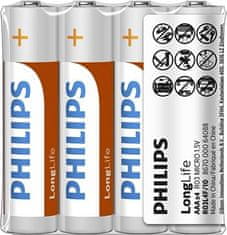 Philips R03L4F/10 LongLife baterije AAA 4pcs