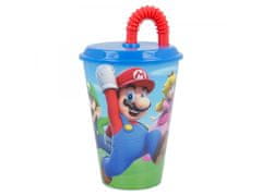 Stor Plastični lonček s pokrovom in slamico SUPER MARIO 430ml, 21430