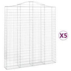Vidaxl Obokane gabion košare 5 kosi 200x30x220/240 cm pocinkano železo
