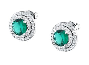 Morellato Bleščeči srebrni uhani z zelenim cirkonom Tesori SAIW275
