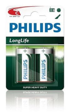 Philips baterije C LongLife cinkov klorid - 2 kosa, blister