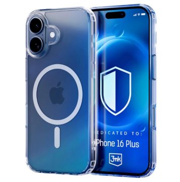 3MK Silikonski etui MagCase za Apple iPhone 16 Plus - prozoren