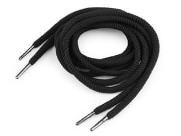 Oblačilna vrvica z zaključki za kapuco, dolžina 130 cm - črna (10 kosov)