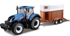 BBurago 1:32 Kmetijski traktor New Holland s prikolico za konje