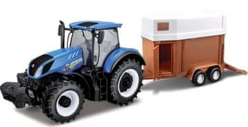 BBurago 1:32 Kmetijski traktor New Holland s prikolico za konje